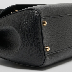 Pre Owned Dolce & Gabbana Black Leather Medium Miss Sicily Top Handle Bag