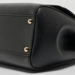 Pre Owned Dolce & Gabbana Black Leather Medium Miss Sicily Top Handle Bag