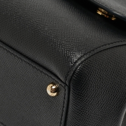 Pre Owned Dolce & Gabbana Black Leather Medium Miss Sicily Top Handle Bag