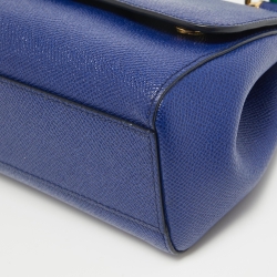 مملوكة مسبقًا Dolce & Gabbana Blue Leather Small Miss Sicily Top Handle Bag