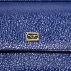 مملوكة مسبقًا Dolce & Gabbana Blue Leather Small Miss Sicily Top Handle Bag