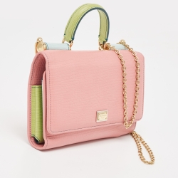 Pre Owned Dolce & Gabbana Multicolor Leather Sicily Lipstick Wallet on Chain