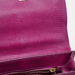 Pre Owned Dolce & Gabbana Pink Lizard Embossed Leather Small Miss Monica Top Handle Bag