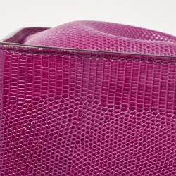 Pre Owned Dolce & Gabbana Pink Lizard Embossed Leather Small Miss Monica Top Handle Bag