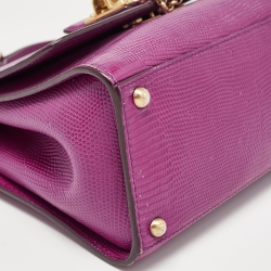 Pre Owned Dolce & Gabbana Pink Lizard Embossed Leather Small Miss Monica Top Handle Bag