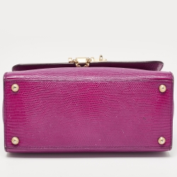 Pre Owned Dolce & Gabbana Pink Lizard Embossed Leather Small Miss Monica Top Handle Bag