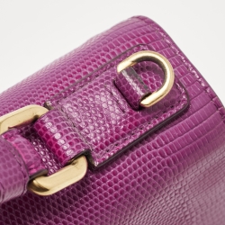 Pre Owned Dolce & Gabbana Pink Lizard Embossed Leather Small Miss Monica Top Handle Bag