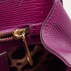 Pre Owned Dolce & Gabbana Pink Lizard Embossed Leather Small Miss Monica Top Handle Bag