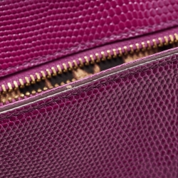 Pre Owned Dolce & Gabbana Pink Lizard Embossed Leather Small Miss Monica Top Handle Bag