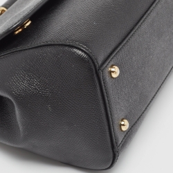 Dolce & Gabbana Black Leather Medium Miss Sicily Top Handle Bag