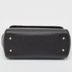 Dolce & Gabbana Black Leather Medium Miss Sicily Top Handle Bag