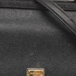 Dolce & Gabbana Black Leather Medium Miss Sicily Top Handle Bag