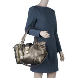 Pre Owned Dolce and Gabbana Bronze Leather Hobo