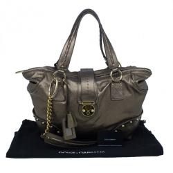 Pre Owned Dolce and Gabbana Bronze Leather Hobo