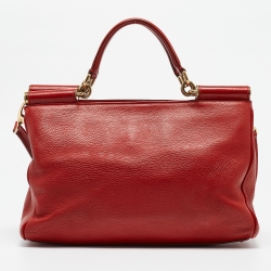 مملوكة مسبقًا Dolce & Gabbana Red Leather Miss Sicily Tote