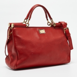 مملوكة مسبقًا Dolce & Gabbana Red Leather Miss Sicily Tote