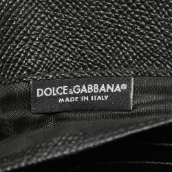 Pre Owned Dolce & Gabbana Black Lizard Embossed Leather Flap Continental Wallet