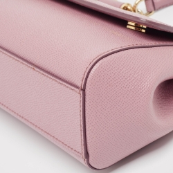 Pre Owned Dolce & Gabbana Pink Leather Small Miss Sicily Top Handle Bag
