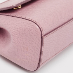 Pre Owned Dolce & Gabbana Pink Leather Small Miss Sicily Top Handle Bag
