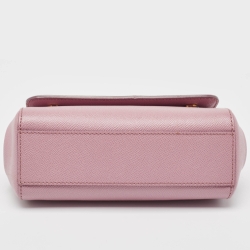 Pre Owned Dolce & Gabbana Pink Leather Small Miss Sicily Top Handle Bag