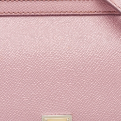 Pre Owned Dolce & Gabbana Pink Leather Small Miss Sicily Top Handle Bag