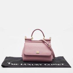Pre Owned Dolce & Gabbana Pink Leather Small Miss Sicily Top Handle Bag