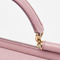 Pre Owned Dolce & Gabbana Pink Leather Small Miss Sicily Top Handle Bag