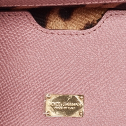 Pre Owned Dolce & Gabbana Pink Leather Small Miss Sicily Top Handle Bag