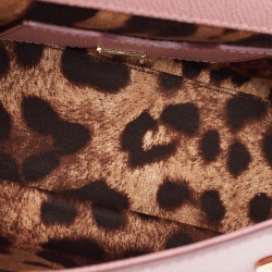 Pre Owned Dolce & Gabbana Pink Leather Small Miss Sicily Top Handle Bag