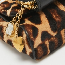 Pre Owned Dolce & Gabbana Black/Beige Leopard Print Calfhair and Leather Mini Miss Charles Bag