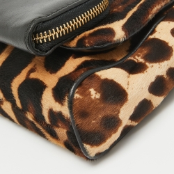 Pre Owned Dolce & Gabbana Black/Beige Leopard Print Calfhair and Leather Mini Miss Charles Bag