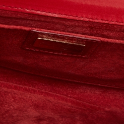 Pre Owned Dolce & Gabbana Red Eel Leather DG Gems Stone Embellished Wallet on Chain