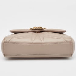 Pre Owned Dolce & Gabbana Grey Leather Large Devotion Shoulder Bag