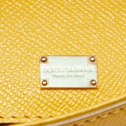 Pre Owned Dolce & Gabbana Yellow Leather Medium Miss Sicily Top Handle Bag