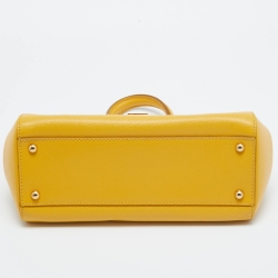 Pre Owned Dolce & Gabbana Yellow Leather Medium Miss Sicily Top Handle Bag