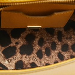 Pre Owned Dolce & Gabbana Yellow Leather Medium Miss Sicily Top Handle Bag