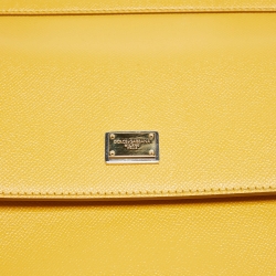 Pre Owned Dolce & Gabbana Yellow Leather Medium Miss Sicily Top Handle Bag