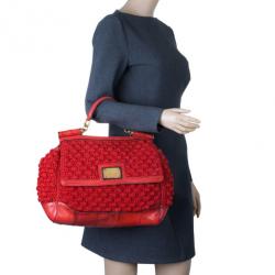 Pre Owned حقيبة دولتشي آند غابانا مس سيسلي كورشيه كلاسيكي جلد ثعبان أحمر