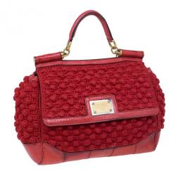 Pre Owned حقيبة دولتشي آند غابانا مس سيسلي كورشيه كلاسيكي جلد ثعبان أحمر