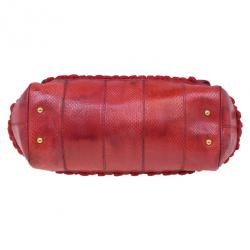 Pre Owned حقيبة دولتشي آند غابانا مس سيسلي كورشيه كلاسيكي جلد ثعبان أحمر