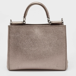 Pre Owned Dolce & Gabbana Metallic Leather Sicily Tote