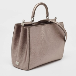 Pre Owned Dolce & Gabbana Metallic Leather Sicily Tote