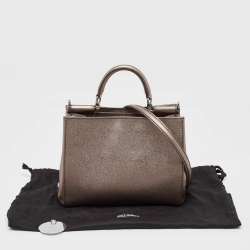 Pre Owned Dolce & Gabbana Metallic Leather Sicily Tote
