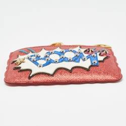 Pre Owned Dolce & Gabbana Multicolor Leather DG Boom Zip Purse
