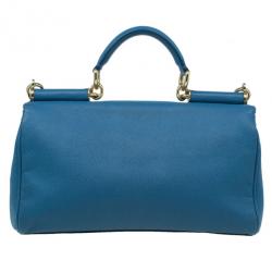 مملوكة مسبقًا حقيبة يد دولتشي أند غابانا سلاسل زخرفية جلد أزرق