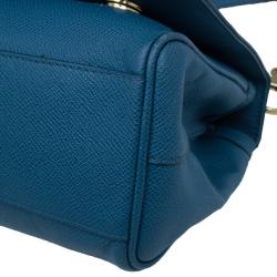 مملوكة مسبقًا حقيبة يد دولتشي أند غابانا سلاسل زخرفية جلد أزرق