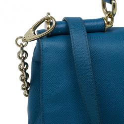 مملوكة مسبقًا حقيبة يد دولتشي أند غابانا سلاسل زخرفية جلد أزرق