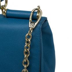 مملوكة مسبقًا حقيبة يد دولتشي أند غابانا سلاسل زخرفية جلد أزرق
