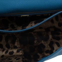 مملوكة مسبقًا حقيبة يد دولتشي أند غابانا سلاسل زخرفية جلد أزرق