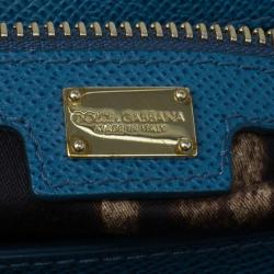 مملوكة مسبقًا حقيبة يد دولتشي أند غابانا سلاسل زخرفية جلد أزرق